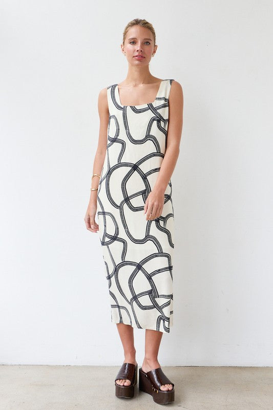 Black & Cream Brushstroke Midi