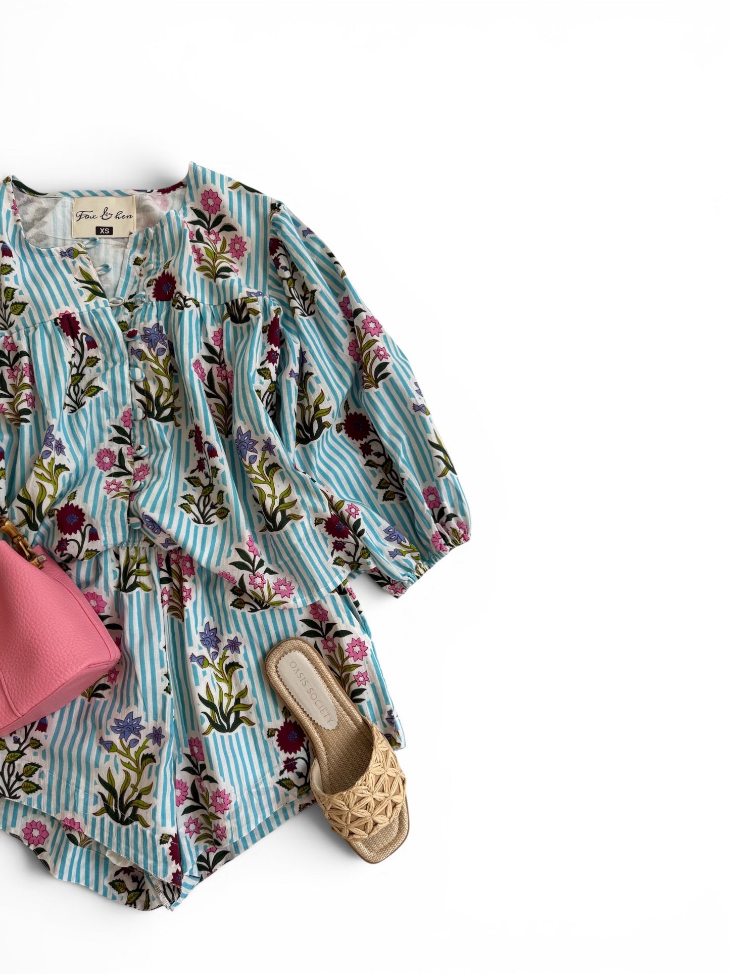 Annie Set in Turquoise Floral Stripe
