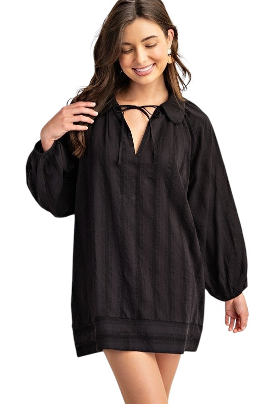 Peter Pan Long-sleeve Mini in Black