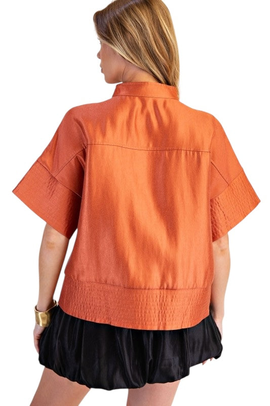 Metallic Stitching Top in Rust