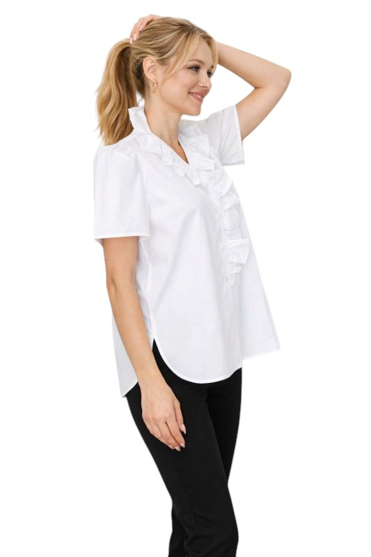 FAV Ruffle Front Blouse - Short Sleeve