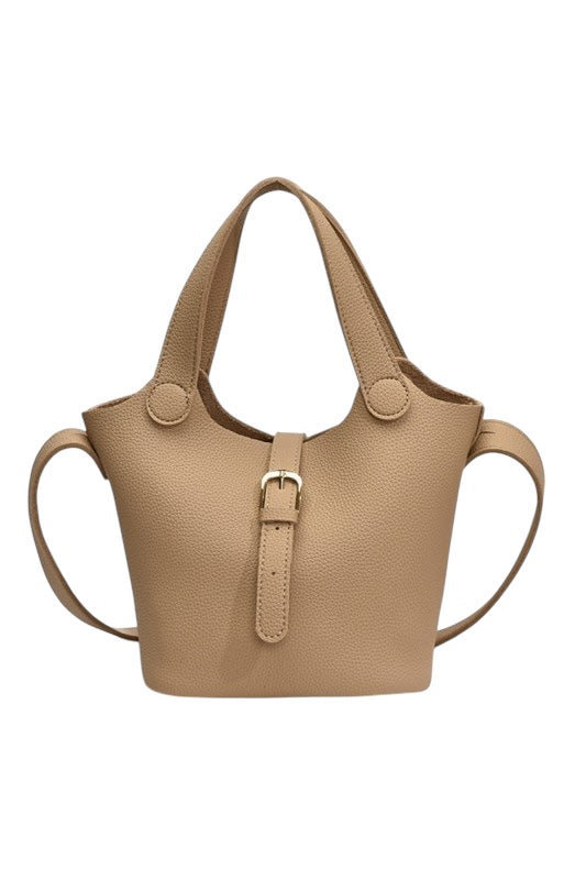 Vegan Leather Buckle Tote - 2 Colors