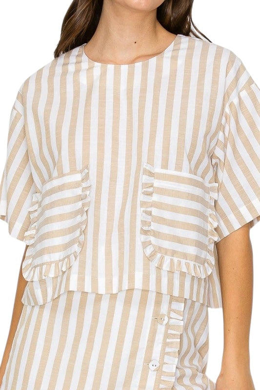 Tan Patch Pocket Top