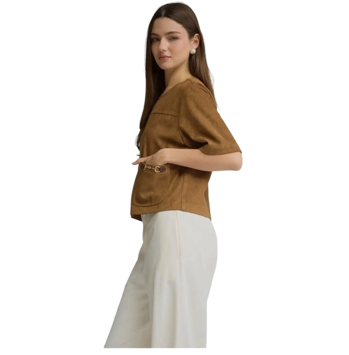 Suede Horsebit Top