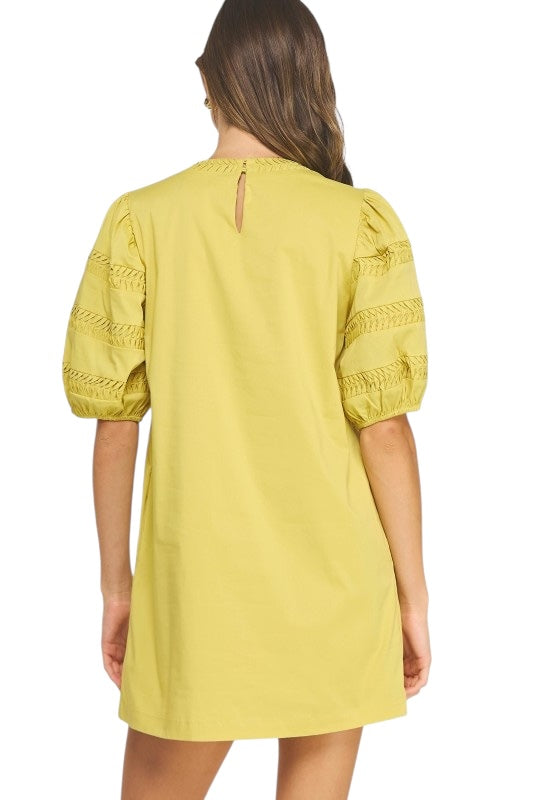 Citron Reverse Pintuck Poplin Mini