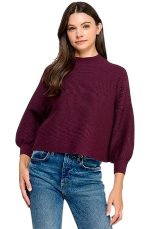 Julia Balloon Sleeve Ribbed Sweater- 5 colors