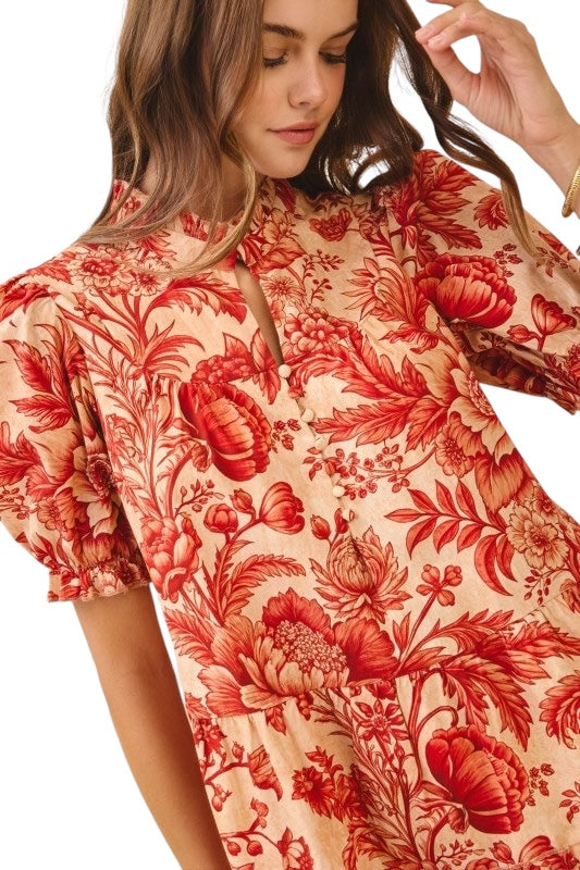 Floral Vine Mini in Brick Red