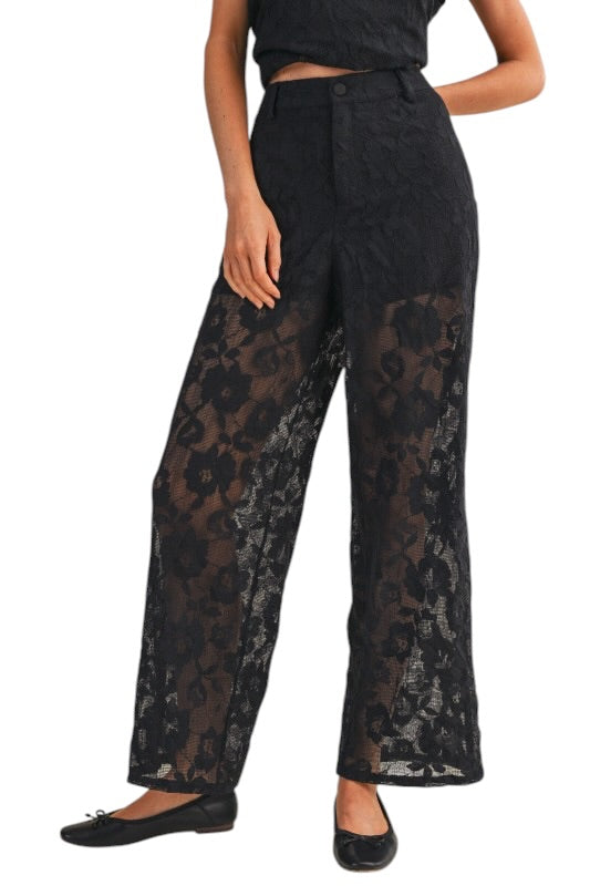 Black Lace Pant Set