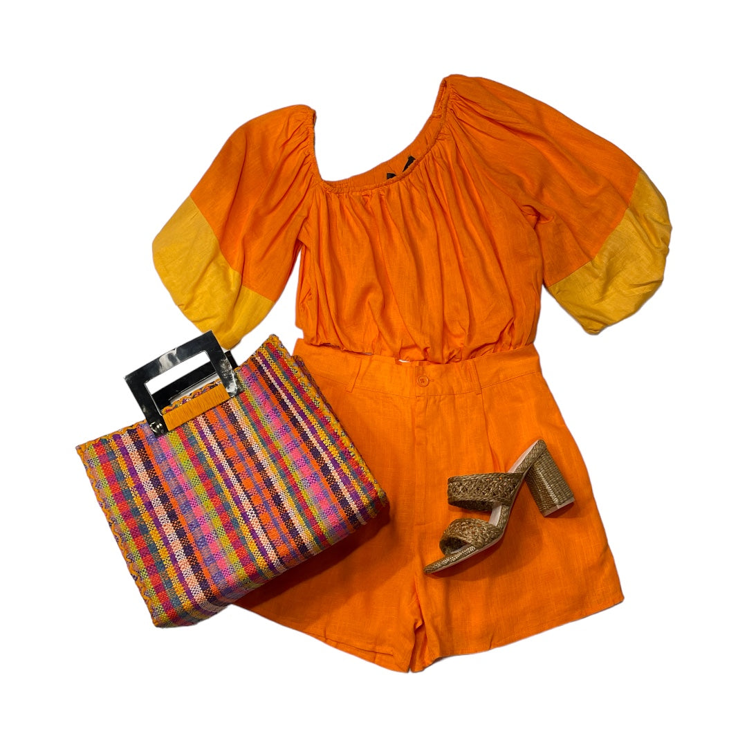 Bubble Hem Sunkist Linen Top