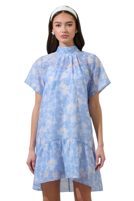 Blue Floral Organza Mini
