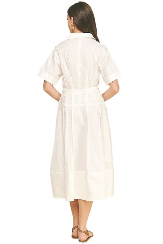 Off White Poplin Shirt Dress