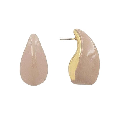 Resin Dipped Half Moon Stud- 3 Colors