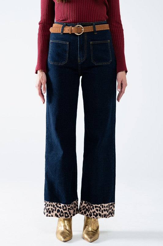 Patch Pocket Denim w/ Leopard Cuff