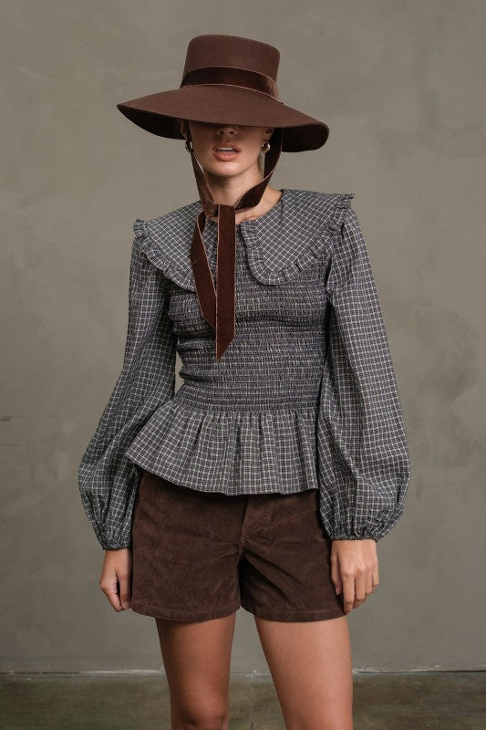 Gingham Smocked PeterPan Top