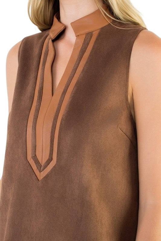 Suede & Leather Sleevless Shift