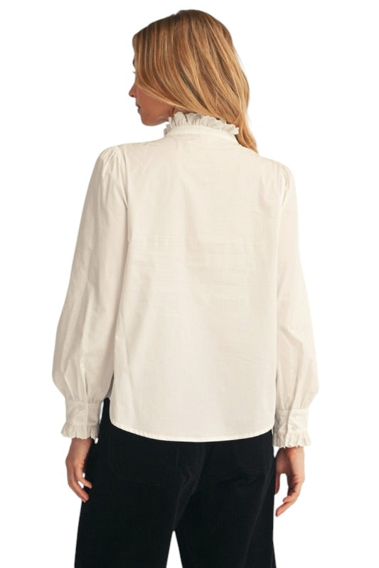 Poplin Eyelet Top in Off White