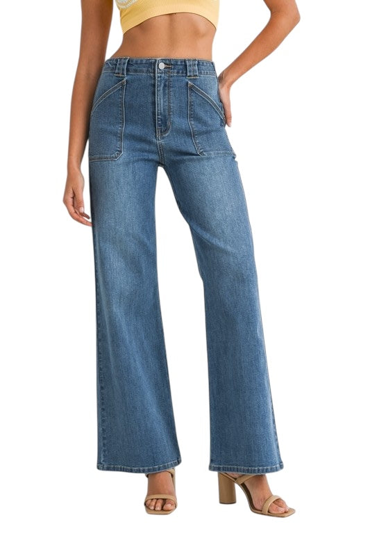 Patch Pocket Wide Leg Flare
