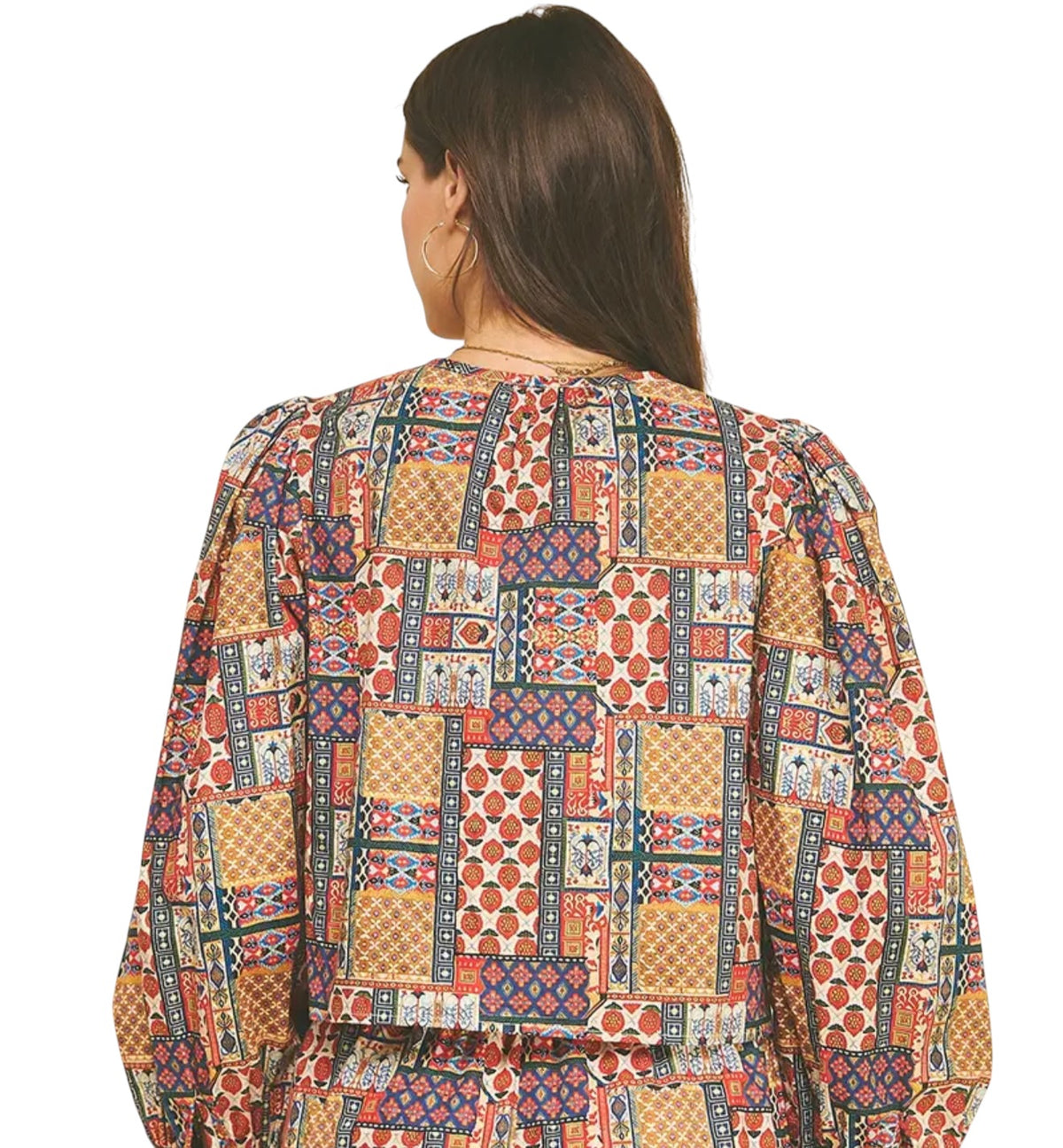 Tie Front Patchwork Top