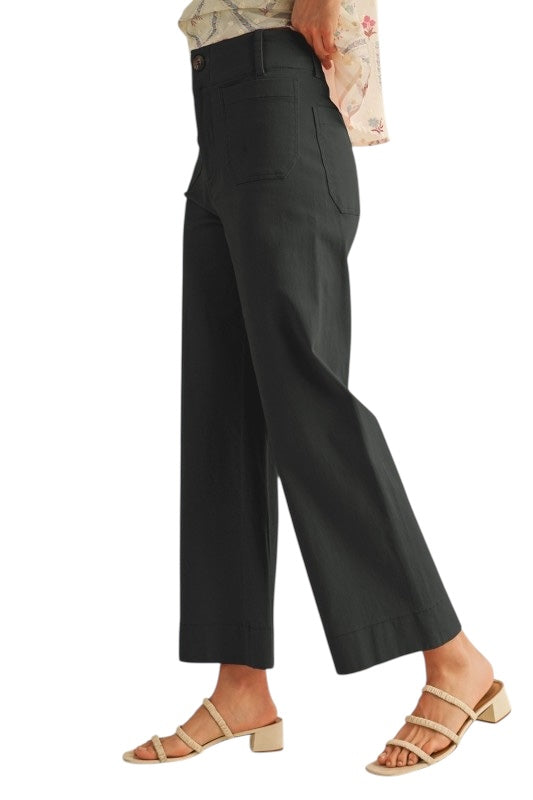 Patch Pocket Twill Pant in Black