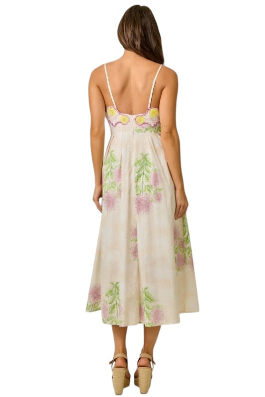 Embroidered Chest Detail Midi