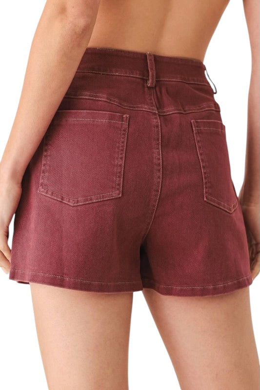 Wine Denim Skort