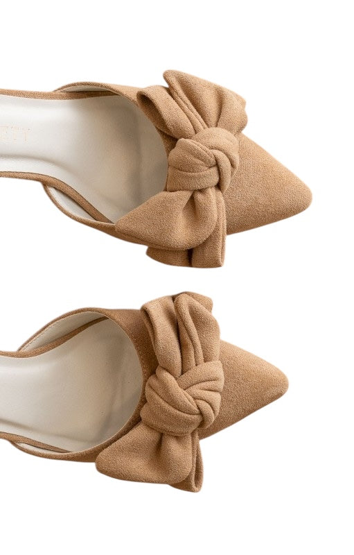 Taupe Suede Bow Heel