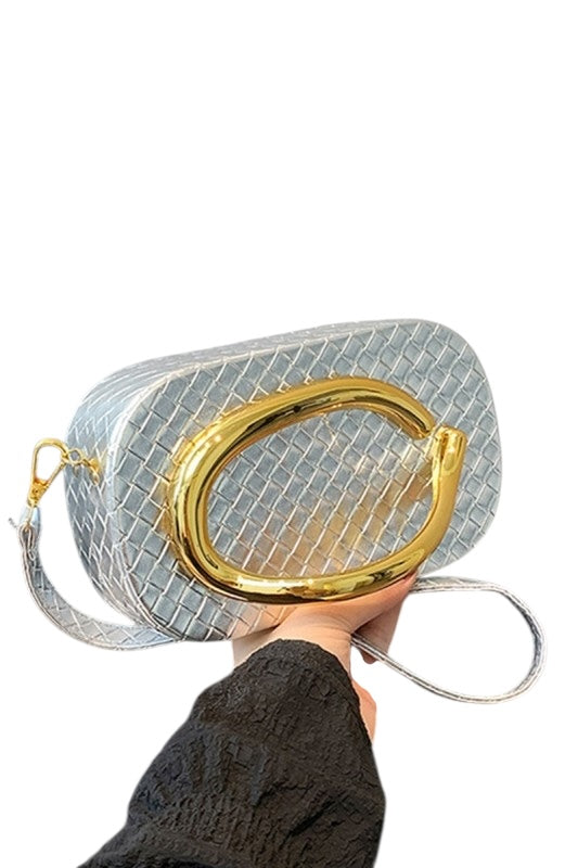 Golden Handle Woven Leather Crossbody - 4 colors