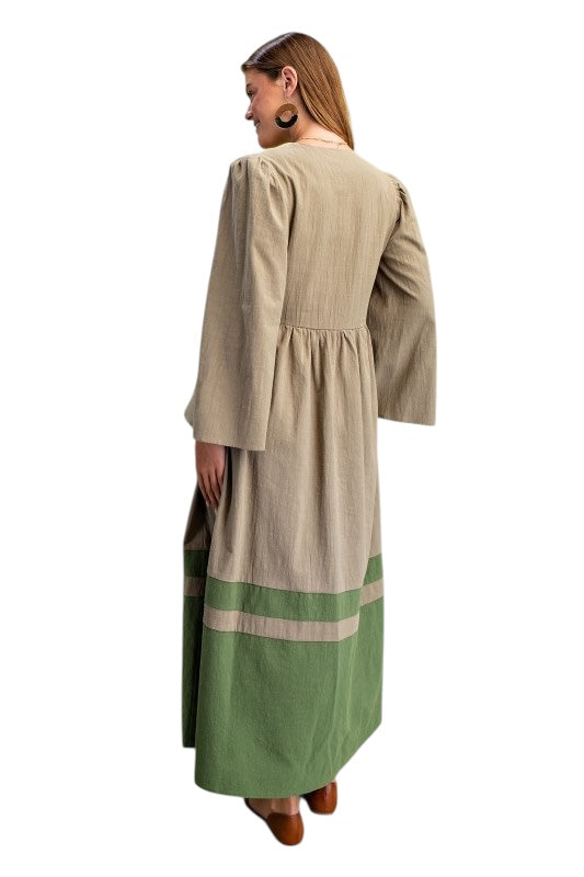 Olive Colorblock Midi