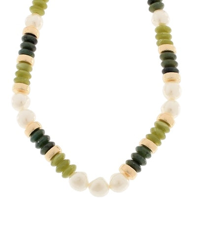 Pearl & Gemstone Necklace- 4 Colors