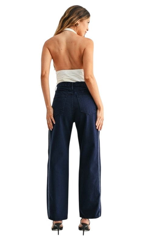 Barrel Jean Twist Indigo Pinstripe