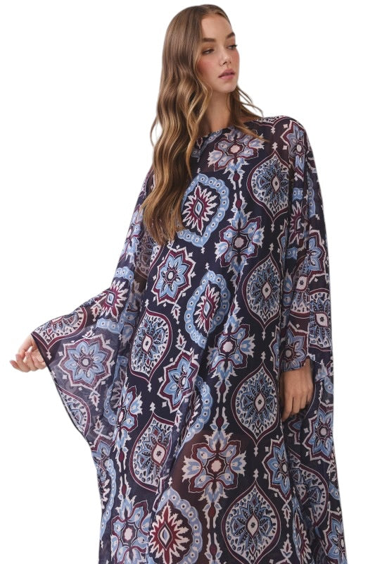 Navy Medallion Caftan