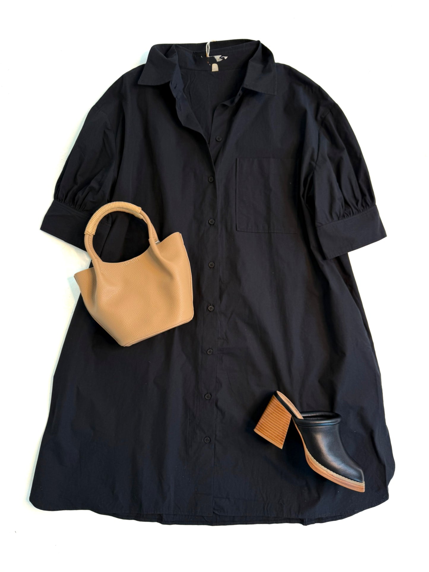 Poplin Collared Shirt Dress