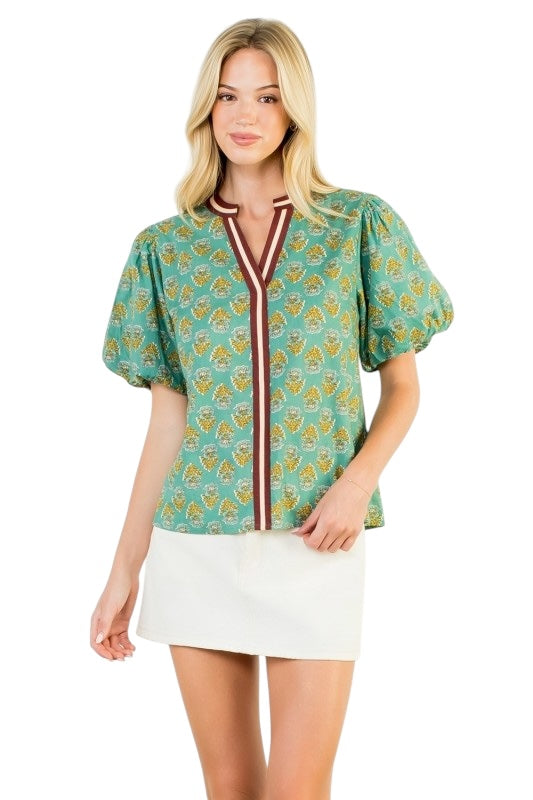 Blockprint Center Stripe Blouse