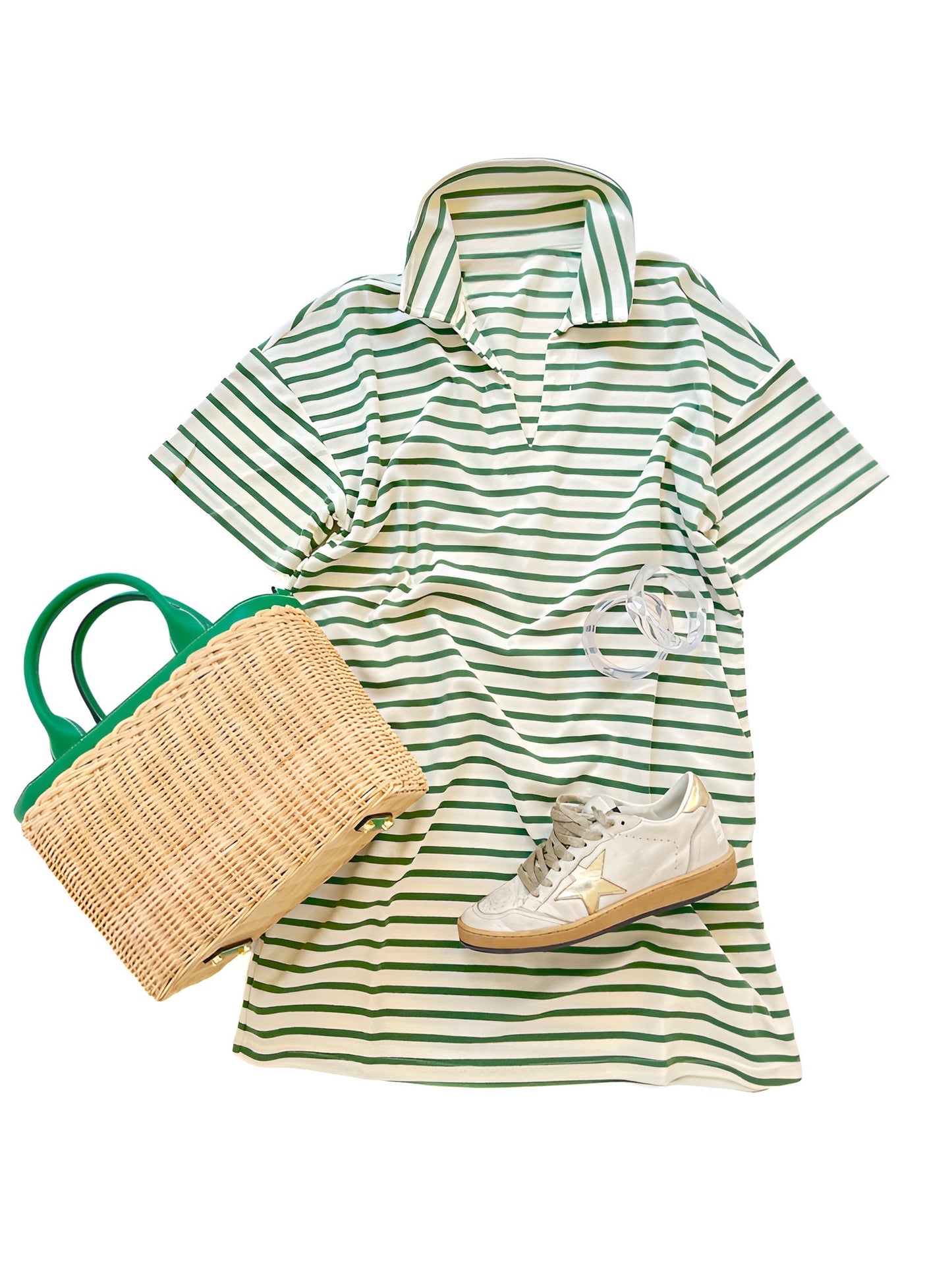 Green Stripe Polo Dress