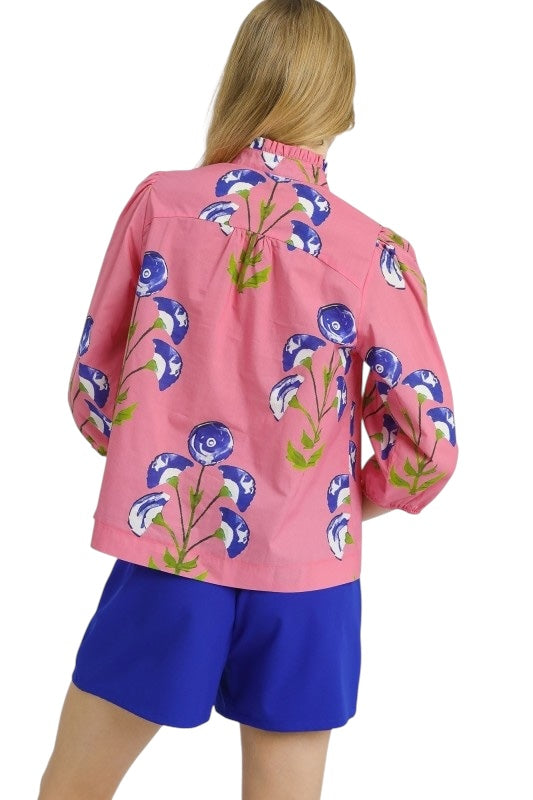 Pink & Blue Marigold Top