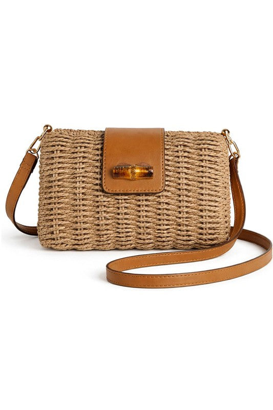 Straw Bamboo Buckle Tote