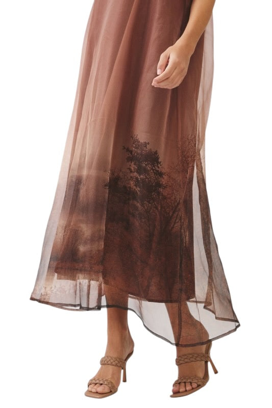 Organza Overlay Landscape Midi