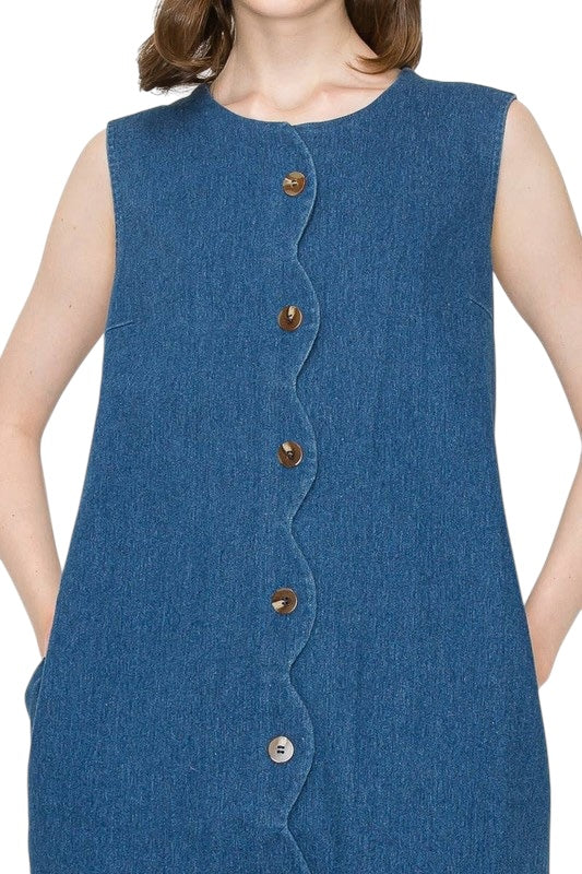 Denim Scallops Shift