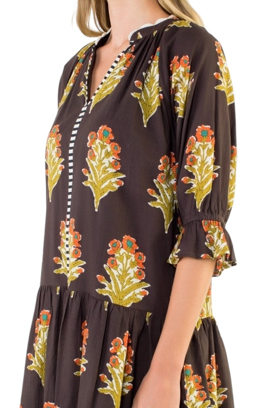 Chocolate Floral Dropwaist Mini