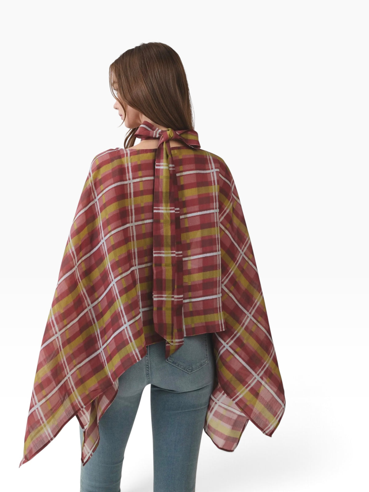 Wine & Chartreuse Poncho Top