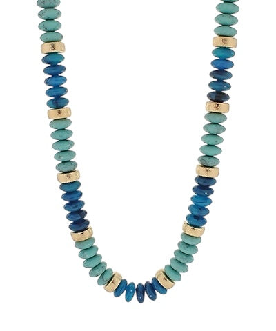 Stone & Textured Spacers Necklace- 6 Colors