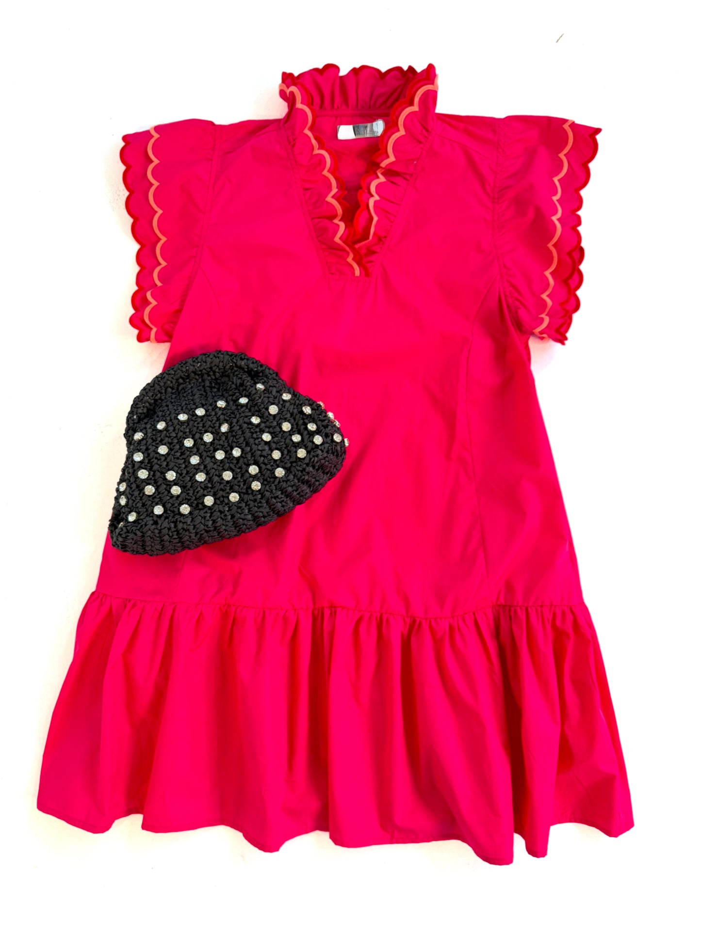 Poplin Scallops Mini in Fushia
