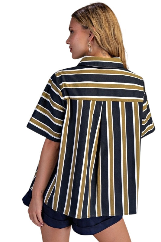 Oversized Poplin Stripes Top- 2 Colors