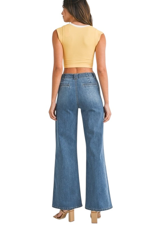 Patch Pocket Wide Leg Flare