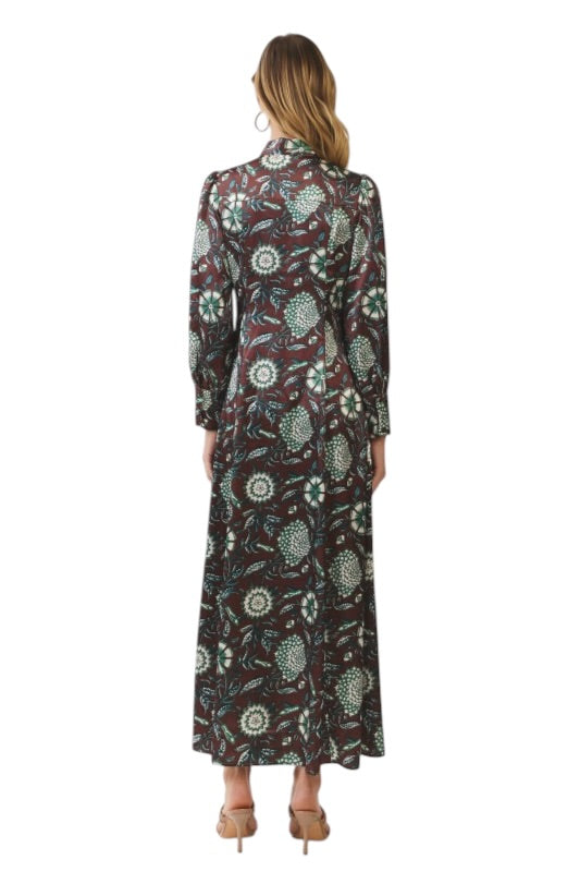 Tie Neck Satin Maxi
