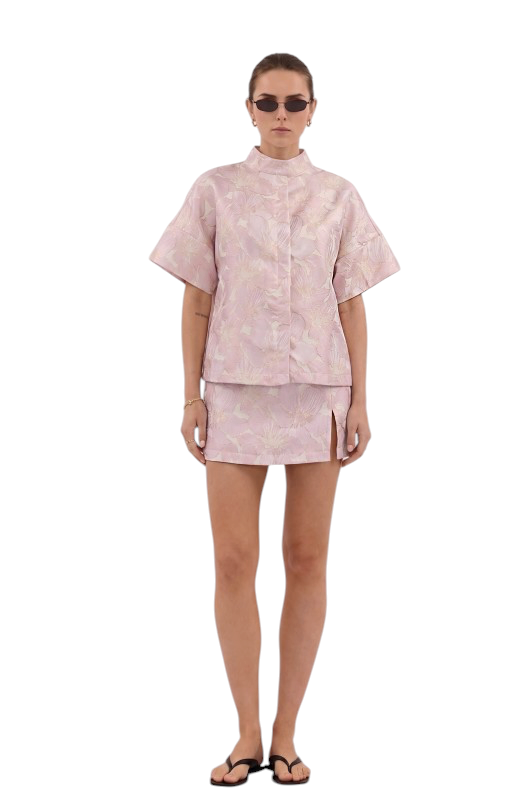 Floral Jacquard Skort - Light Pink