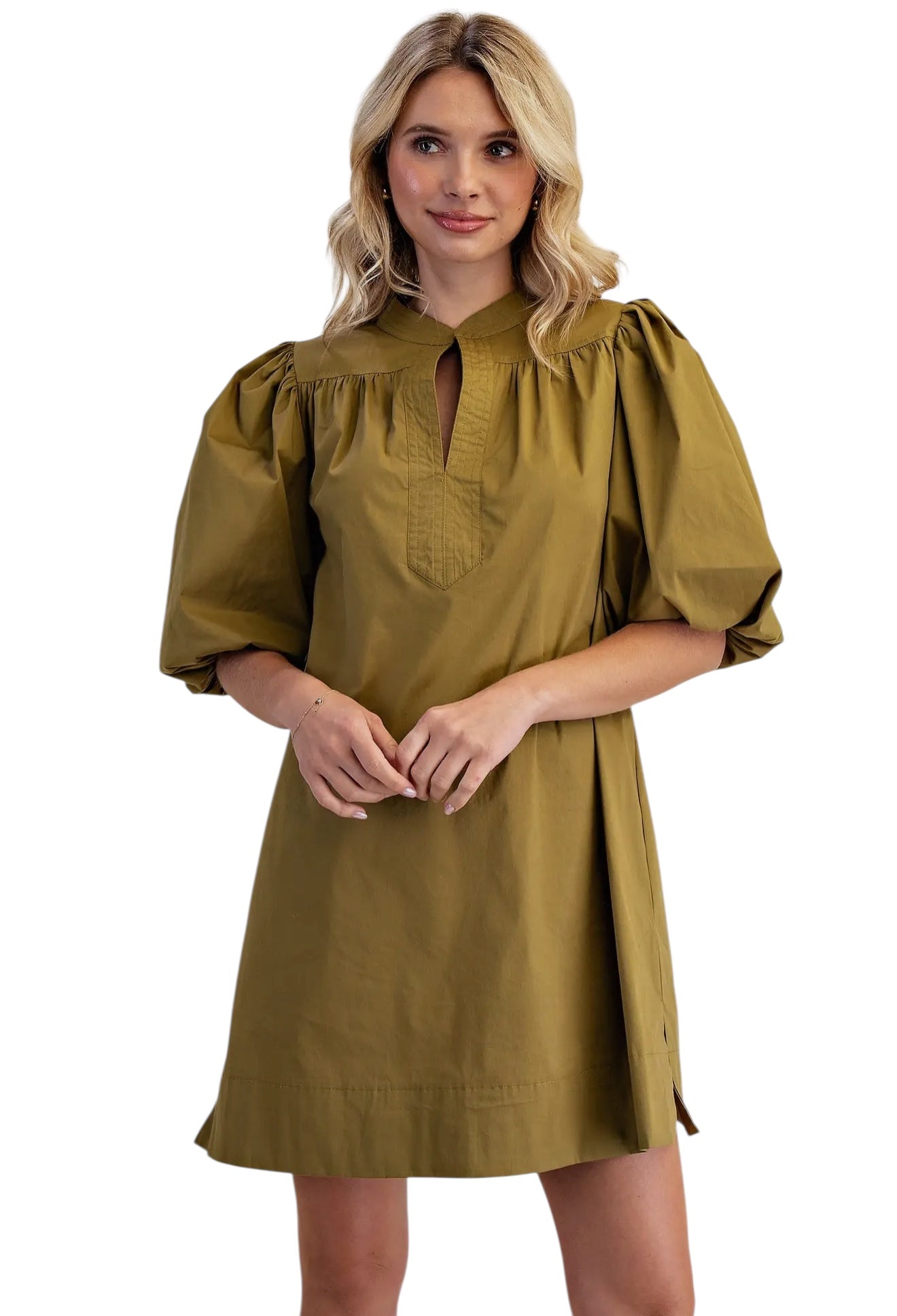 Mandarin Collar Poplin Mini In Citron