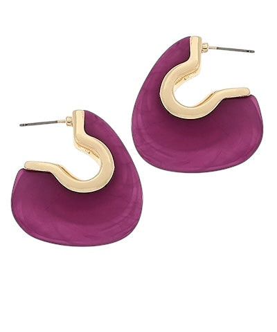 Resin Geo Hoops- 4 Colors