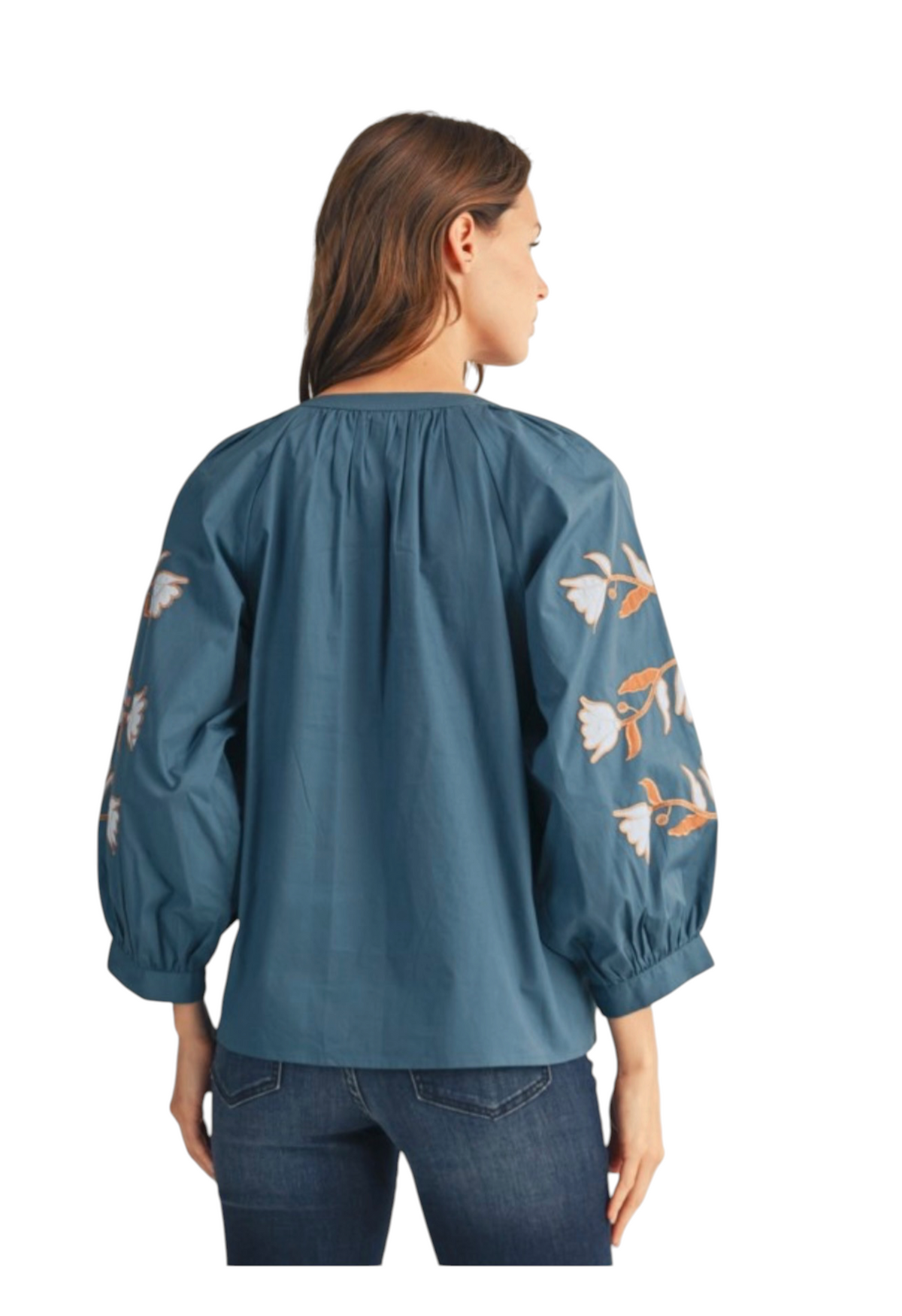 Teal Baroque EmbroideredTop