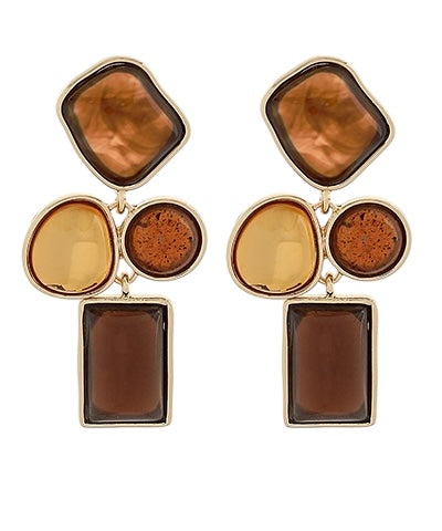 Brown Deco Stone Earring